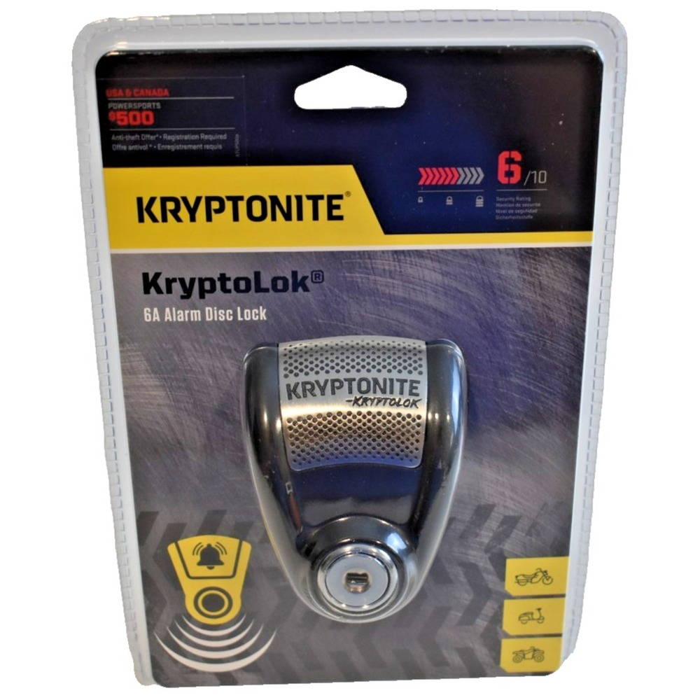 Kryptonite KryptoLok 6A Alarm Disc Lock Weatherproof 2 Keys for Motorcycle Bike